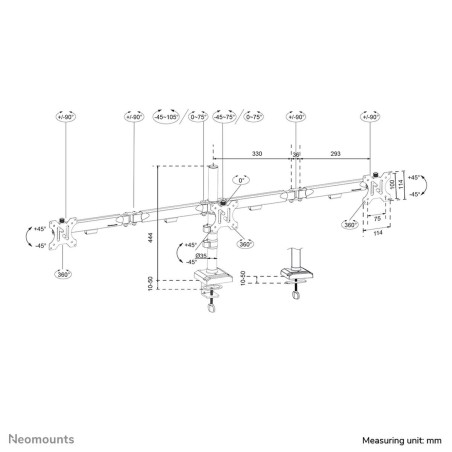 Supporto da Tavolo per Schermo Neomounts DS60-600BL3 10" 27"