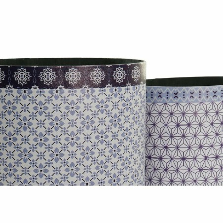 Cestino DKD Home Decor Azzurro Bianco Legno Tela Vintage