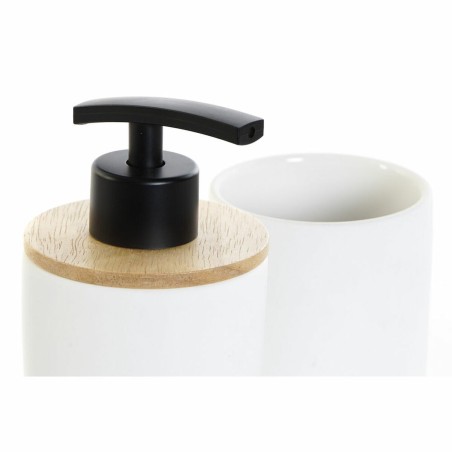 Set da Bagno DKD Home Decor Bianco Bianco/Nero Metallo Bambù Gres Scandinavo 30 x 40 cm 8 x 8 x 18 cm (2 Unità)