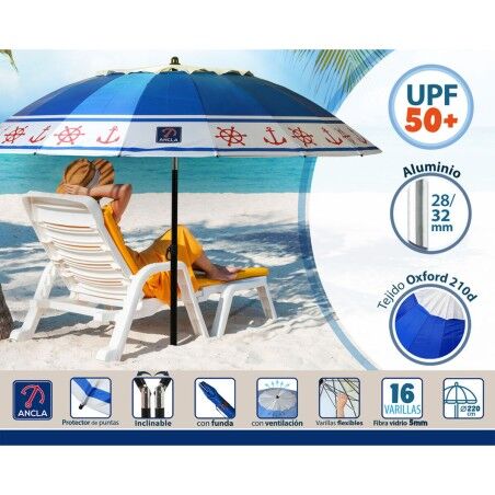 Ombrellone Azzurro Ø 220 cm SPF50+ Ancora