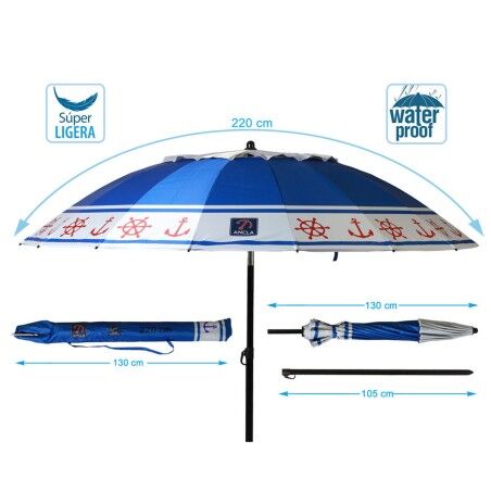 Ombrellone Azzurro Ø 220 cm SPF50+ Ancora