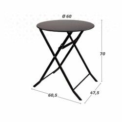Tavolo Pieghevole Aktive Rotonda Nero Acciaio 60 x 70 cm
