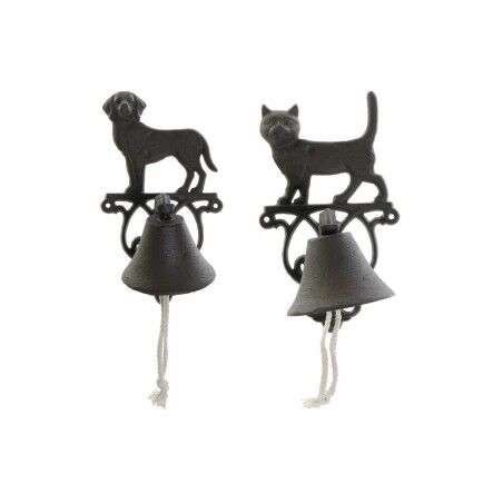Cappa decorativa DKD Home Decor Marrone Marrone scuro Corda Ferro Gatto Cane 14 x 15 x 24 cm (2 Unità)