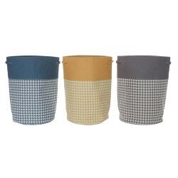 Cesto per i Panni Sporchi DKD Home Decor Giallo Azzurro Grigio Piede di Crow 40 x 40 x 60 cm (3 Unità)