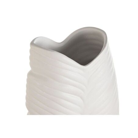 Vaso Home ESPRIT Bianco Gres Tropicale Foglia della pianta 33 x 10 x 70 cm