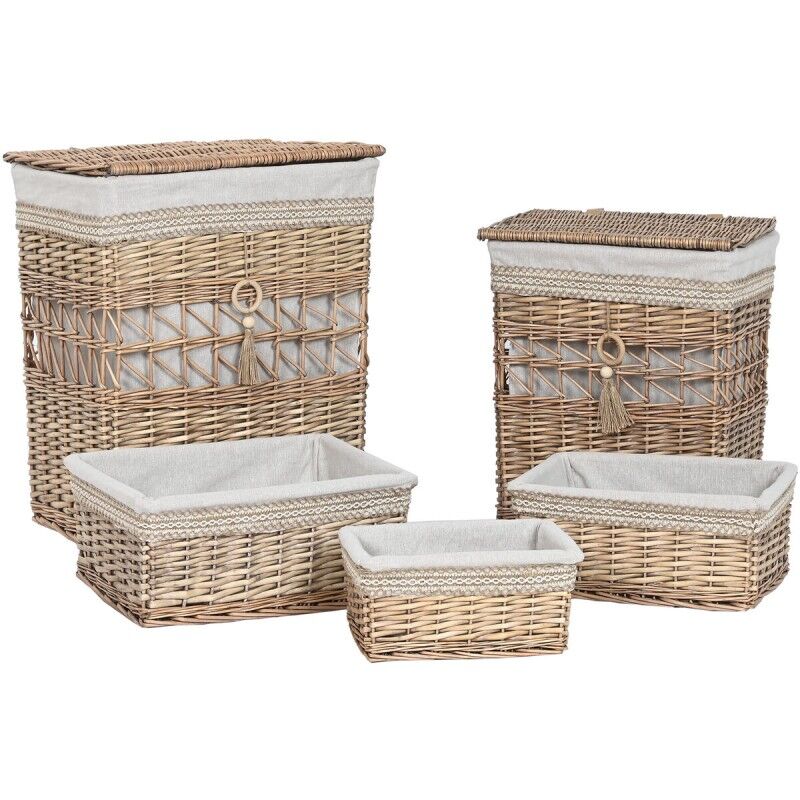 Cesto per i Panni Sporchi Home ESPRIT Beige Naturale vimini Shabby Chic 47 x 35 x 55 cm 5 Pezzi Cesto per i Panni Sporchi Home ESPRIT Beige Naturale vimini Shabby Chic 47 x 35 x 55 cm 5 Pezzi
