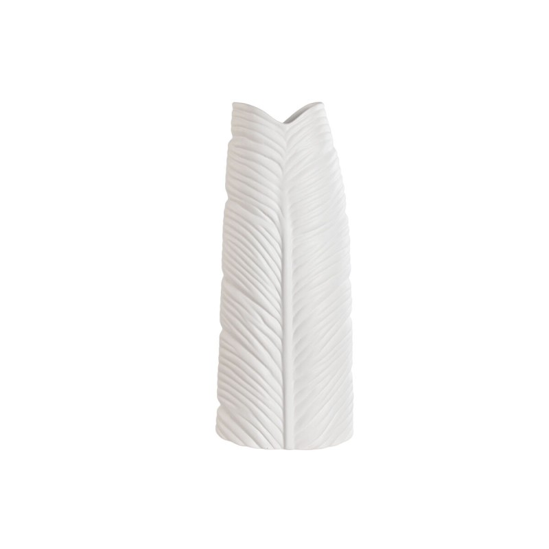 Vaso Home ESPRIT Bianco Gres Tropicale Foglia della pianta 21 x 10 x 50 cm Vaso Home ESPRIT Bianco Gres Tropicale Foglia della pianta 21 x 10 x 50 cm