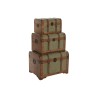 Set di Bauli Home ESPRIT Verde Multicolore Legno Tela Tropicale 60 x 43,5 x 42 cm (3 Unità)