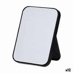 Specchio con Supporto Berilo 48727 Bianco Nero polipropilene 1,7 x 20 x 14 cm (12 Unità)