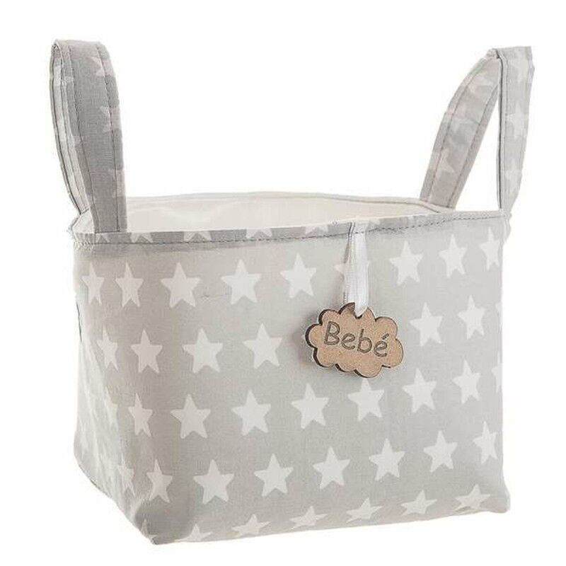 Cestino Grigio Stelle Con manici 17 x 13,5 x 20 cm Cestino Grigio Stelle Con manici 17 x 13,5 x 20 cm