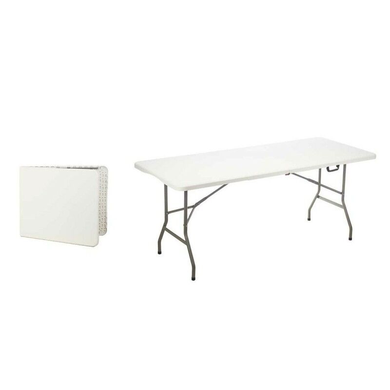 Tavolo Pieghevole Bianco Grigio Polietilene 180 x 70 x 74 cm Tavolo Pieghevole Bianco Grigio Polietilene 180 x 70 x 74 cm