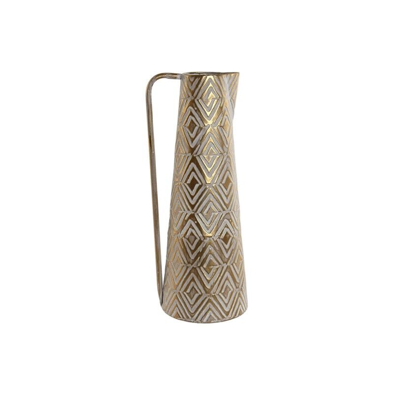 Vaso Home ESPRIT Bianco Dorato Metallo Moderno 19,5 X 19,5 X 53 cm