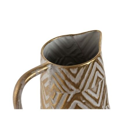 Vaso Home ESPRIT Bianco Dorato Metallo Moderno 19,5 X 19,5 X 53 cm