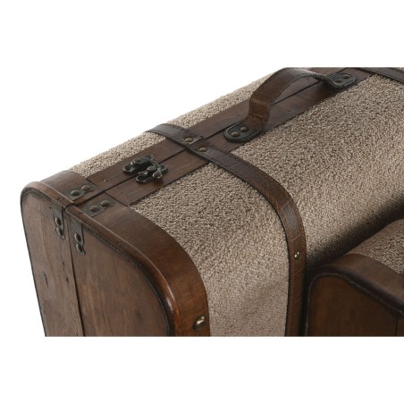 Set di Bauli Home ESPRIT Marrone Beige Poliestere Legno 60 x 37 x 24 cm