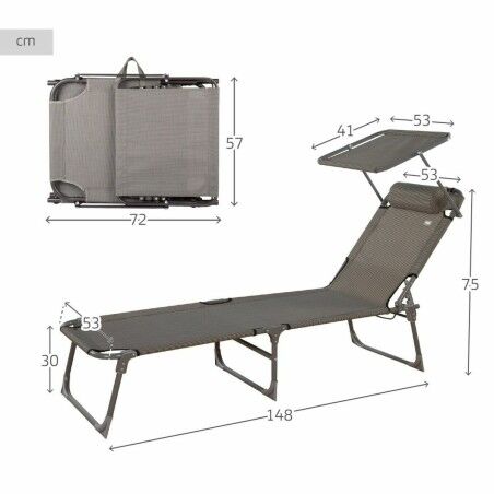 Lettino Colorbaby Pieghevole Ombrellone Grigio 193 x 53 x 30 cm