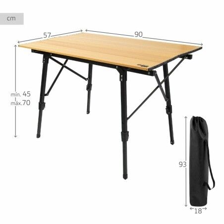 Tavolo Pieghevole Aktive 90 x 70 x 57 cm Da campeggio Nero Marrone Alluminio