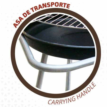 Barbecue a Carboni con Ruote Aktive 51 x 51 x 82 cm Nero