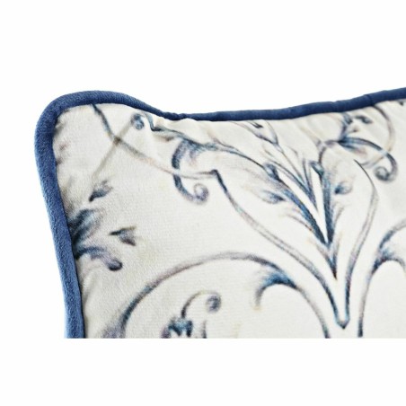 Cuscino DKD Home Decor Azzurro Bianco Quadrato Fiori Neoclassico 45 x 10 x 45 cm
