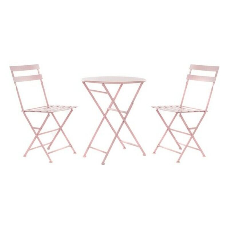 Tavolo con 2 sedie DKD Home Decor MB-177410 Rosa 60 x 60 x 75 cm (3 pcs) Tavolo con 2 sedie DKD Home Decor MB-177410 Rosa 60 x 60 x 75 cm (3 pcs)