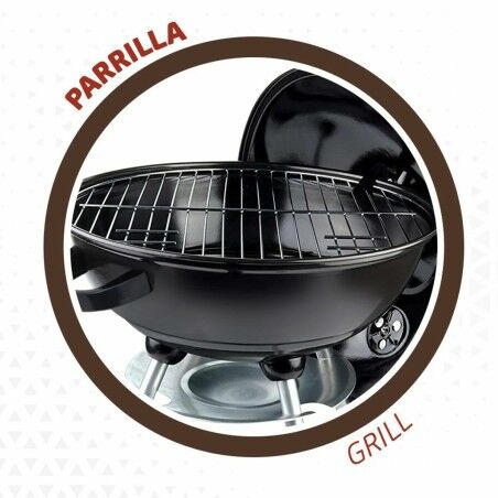 Barbecue a Carboni con Ruote Aktive 46 cm Rotonda Nero Con coperchio