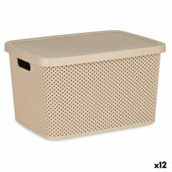 Scatola portaoggetti con coperchio Kipit 041262-5 Beige Plastica 19 L 28 x 22 x 39 cm (12 Unità)