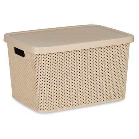 Scatola portaoggetti con coperchio Kipit 041262-5 Beige Plastica 19 L 28 x 22 x 39 cm (12 Unità)