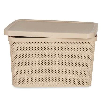 Scatola portaoggetti con coperchio Kipit 041262-5 Beige Plastica 19 L 28 x 22 x 39 cm (12 Unità)