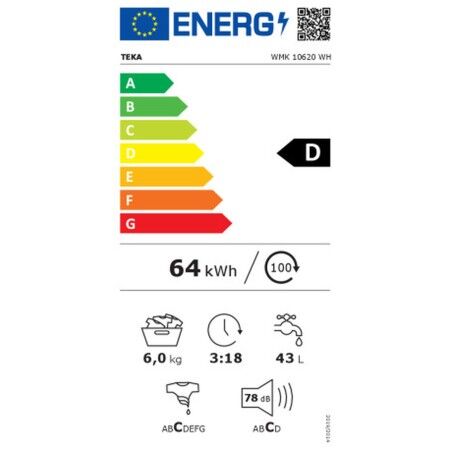 Lavatrice Teka WMK10620 1000 rpm 6 Kg Bianco