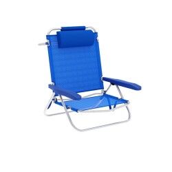 Marca Marbueno Sedia Pieghevole 5 Posizioni Alluminio con Cuscino Blu Mare e Piscina 61X68X82 cm 10243