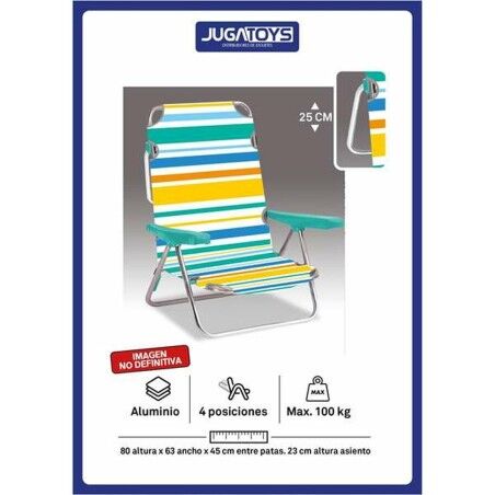 Sedia Pieghevole con Poggiatesta 80 x 65 x 45 cm Multiposizione A strisce