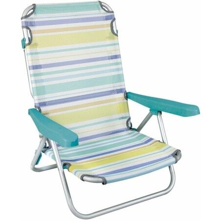 Sedia Pieghevole con Poggiatesta 80 x 65 x 45 cm Multiposizione A strisce