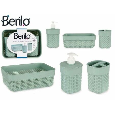 Set da Bagno Berilo PP-107-3 Verde Plastica (12 Unità)