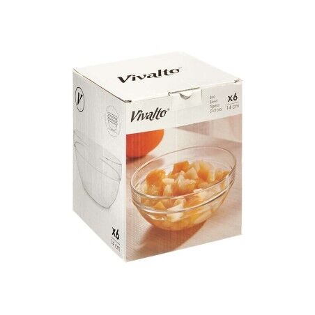 Ciotola per Mescolare Vivalto 76760 Trasparente Vetro 14 x 6,5 x 14 cm 6 Unità