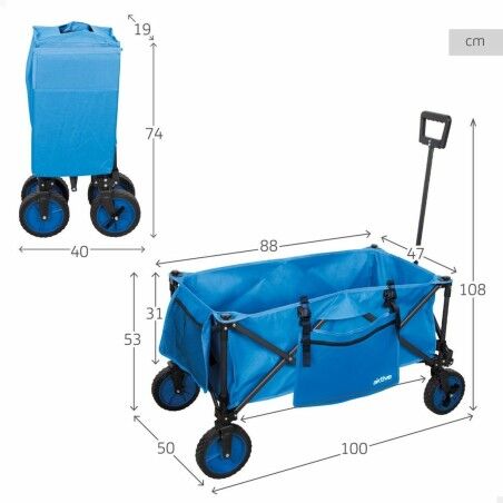 Carrello Multiuso Aktive Azzurro Nero 88 x 47 x 53 cm Pieghevole Spiaggia