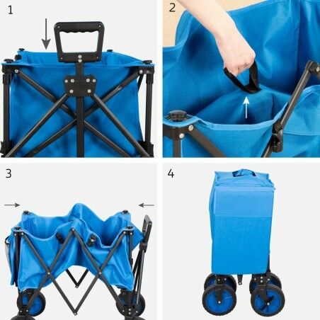 Carrello Multiuso Aktive Azzurro Nero 88 x 47 x 53 cm Pieghevole Spiaggia