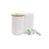 Set da Bagno Home ESPRIT Bianco Naturale Bambù polistirene 7 x 7 x 16 cm