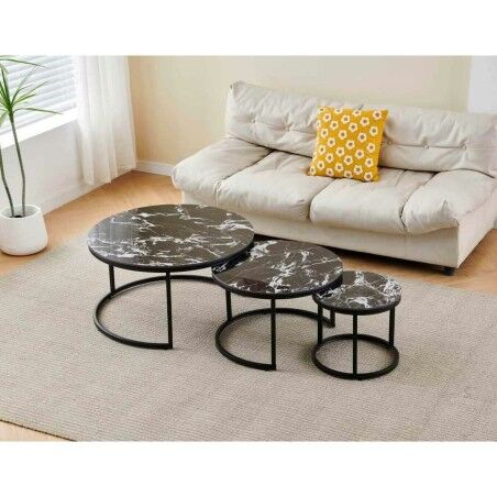 Tavolino Aggiuntivo Home ESPRIT Nero 80 x 80 x 1 cm