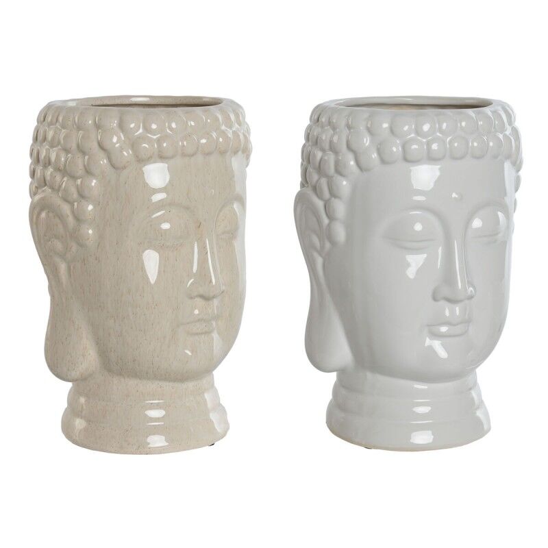 Vaso Home ESPRIT Bianco Beige Ceramica 15 x 15 x 25 cm (2 Unità) Vaso Home ESPRIT Bianco Beige Ceramica 15 x 15 x 25 cm (2 Unità)