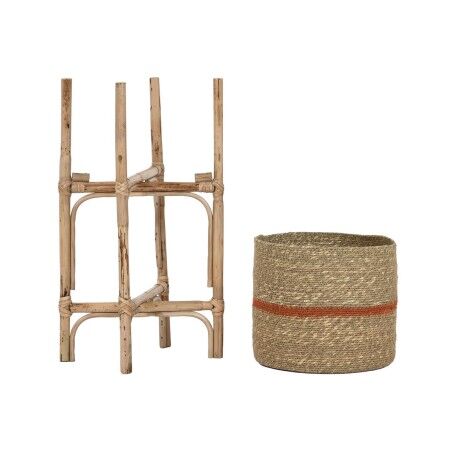 Set di vasi da fiori Home ESPRIT Naturale Juta Legno di mango 26 X 26 X 67 cm (2 Pezzi)