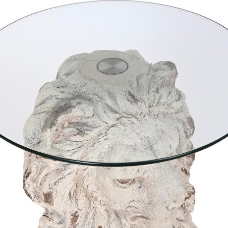 Tavolo aggiuntivo DKD Home Decor Leone 52 x 44 x 72 cm Cristallo Grigio Metallo Bianco Magnesio