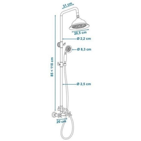 Colonna doccia Rousseau Bronce Acciaio inossidabile