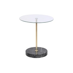 Tavolo aggiuntivo DKD Home Decor Nero Trasparente Dorato Cristallo Acciaio 45 x 45 x 50 cm
