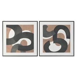 Quadro Home ESPRIT Marrone Nero Verde Astratto Città 80 x 4 x 80 cm (2 Unità)