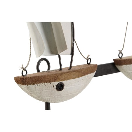 Appendiabiti da parete Home ESPRIT Bianco Metallo Legno di paulownia Velieri 39 x 10 x 26,5 cm