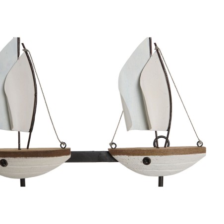 Appendiabiti da parete Home ESPRIT Bianco Metallo Legno di paulownia Velieri 39 x 10 x 26,5 cm