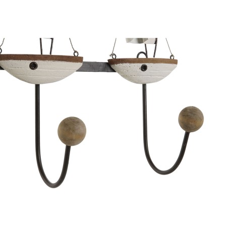Appendiabiti da parete Home ESPRIT Bianco Metallo Legno di paulownia Velieri 39 x 10 x 26,5 cm
