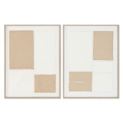 Quadro Home ESPRIT Bianco Naturale Astratto Scandinavo 60 x 3 x 80 cm (2 Unità)