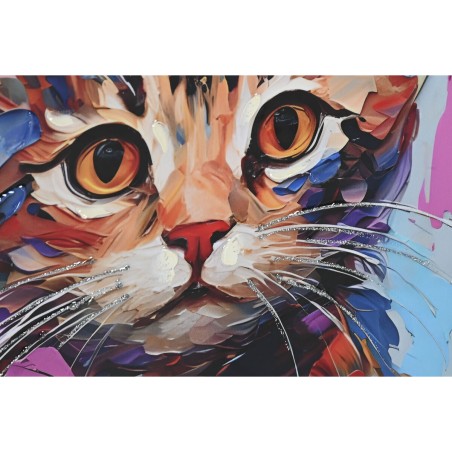 Quadro Home ESPRIT Tela Legno MDF Gatto Città Laccato 40 x 1,8 x 60 cm (2 Unità)