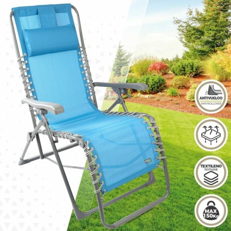 Lettino Aktive Azzurro textilene 160 x 52 x 76 cm