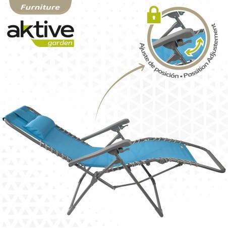 Lettino Aktive Azzurro textilene 160 x 52 x 76 cm